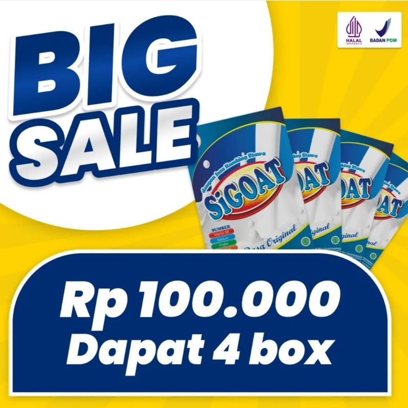 

SUSU KAMBING ETAWA BUBUK SIGOAT ORIGINAL MURAH ENAK ATASI NYERI SENDI LUTUT TULANG ENCOK PEGAL LINU SESAK NAFAS ASMA (PAKET 4 BOX)