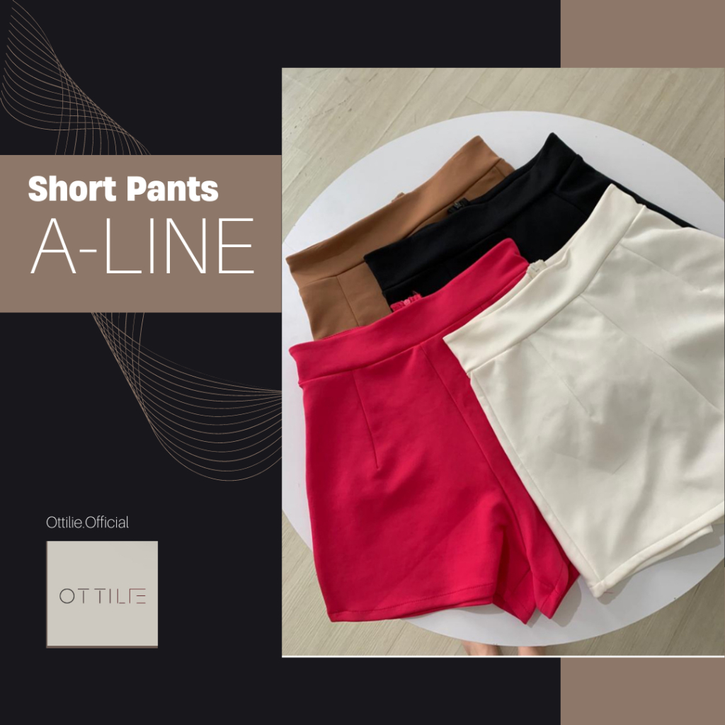 Ottilie Short Pants || Short Pants Wanita - Korean Highwaisted short A-line pants