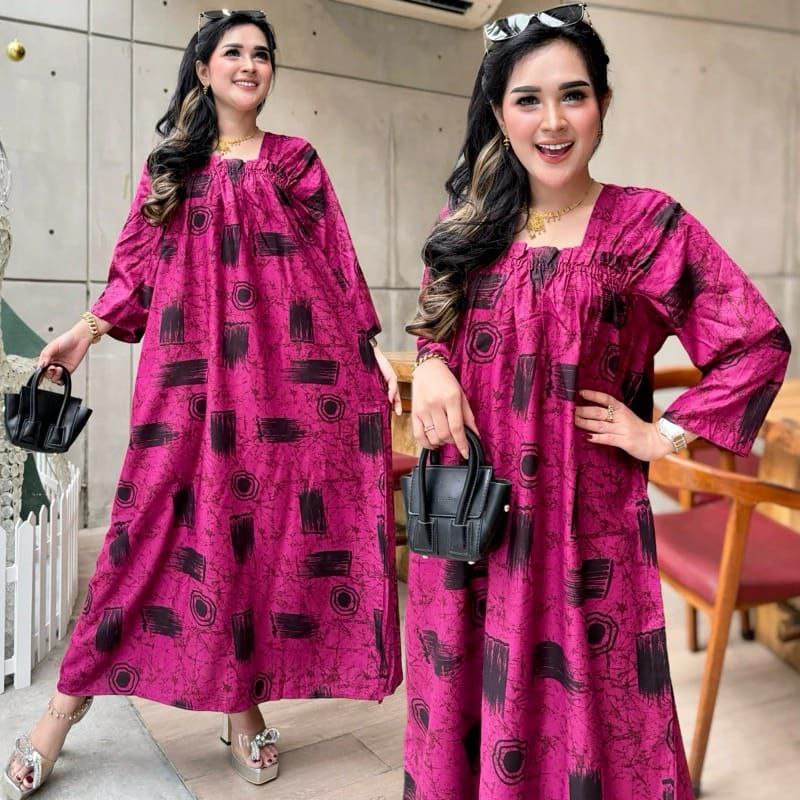 SEKDRESS FUJI MOTIF MELATI ANGGUN DASTER KERAH KARET LEHER KEKINIAN BUNGA UKURAN JUMBO BIGSIZE BIG Z