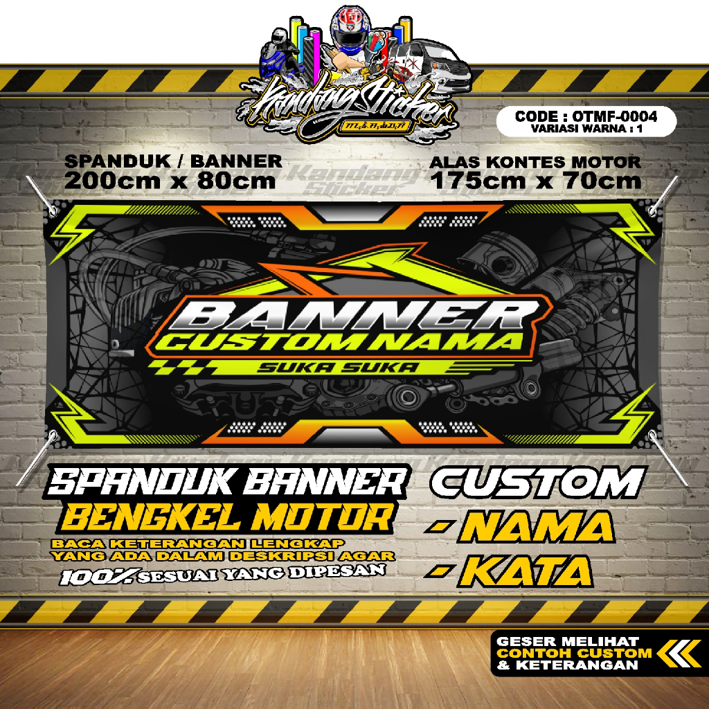 BANNER KONTES SPANDUK BENGKEL MOTOR OTMF-0004-VW1 ALAS KONTES BANNER RACING KOMUNITAS MOTOR RACING S