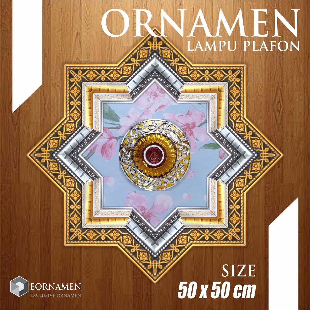 fitting lampu plafon hias / ornamen lampu plafon pvc  50 x 50 cm