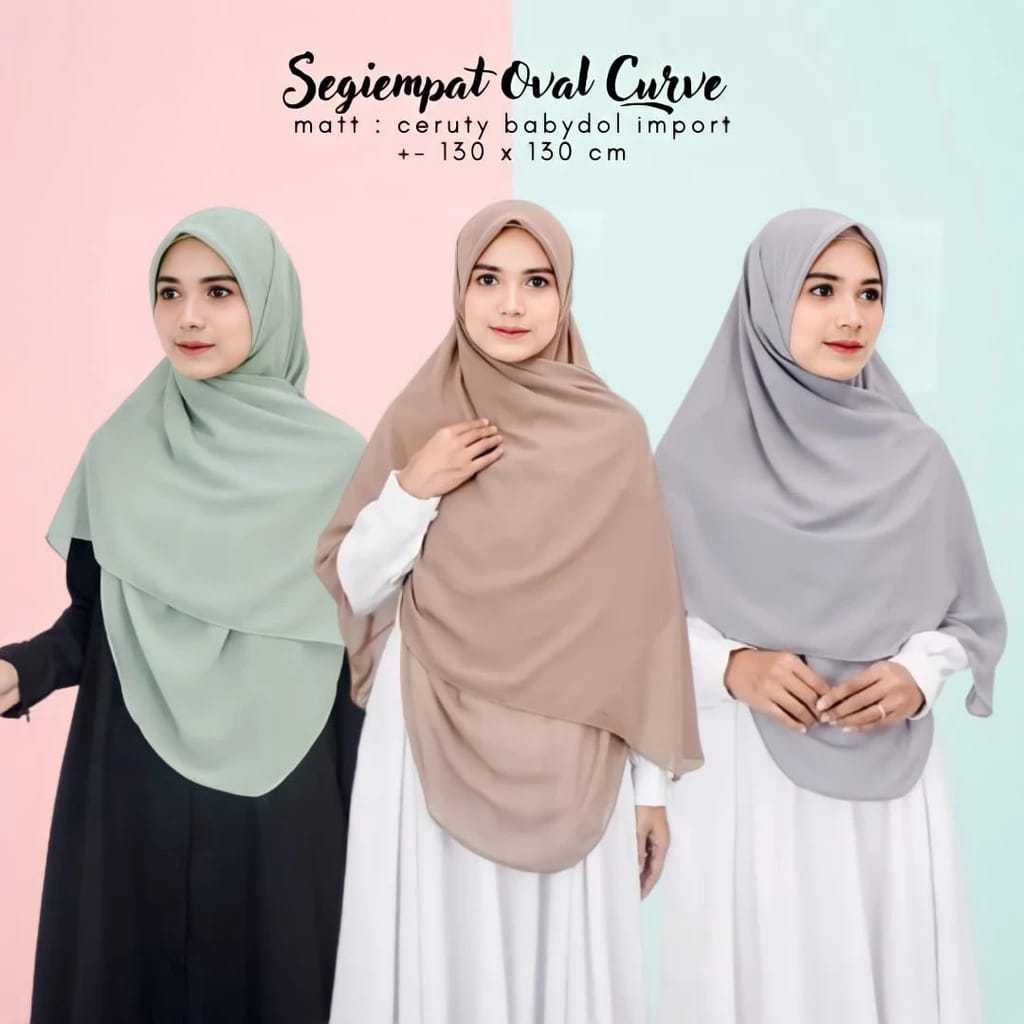 HIJAB SEGIEMPAT MALAY OVAL, S4 SYAR'I MASA KINI, SEGI EMPAT CURVE OVAL 130X130 KEKINIAN
