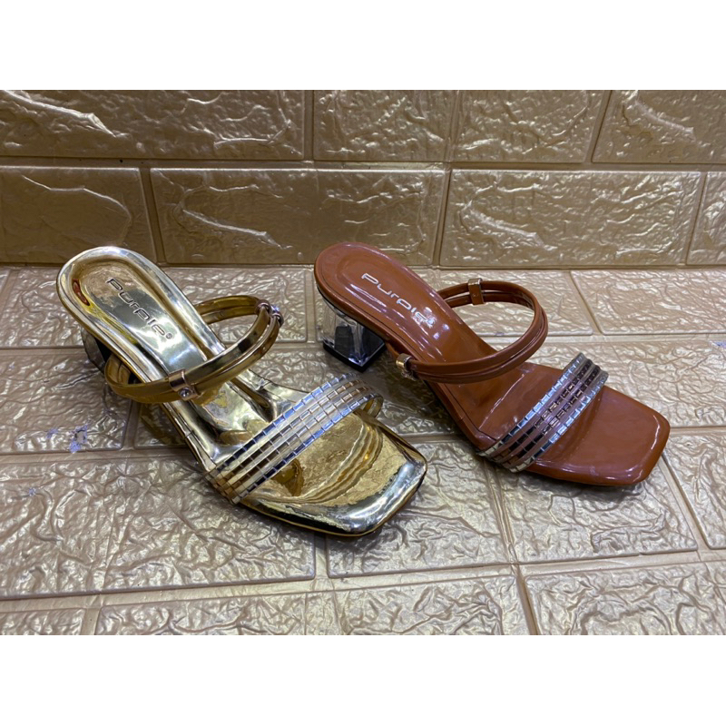 sendal pesta heels kaca purple