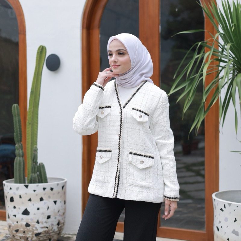 Tweed Blazer White PL