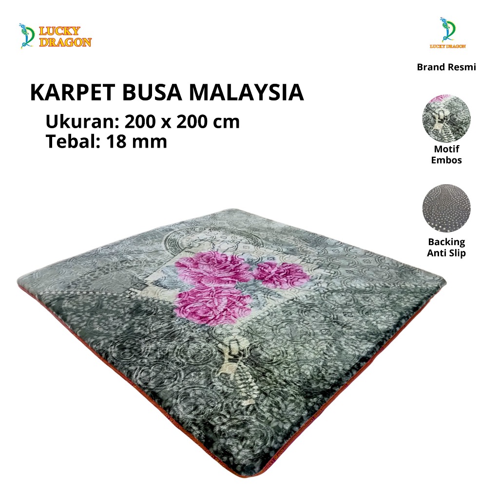 LUCKY DRAGON KARPET MALAYSIA / AMBAL MALAYSIA EMBOSS JUMBO KING SIZE 200X200 CM TEBAL 18 MM ANTI SLI