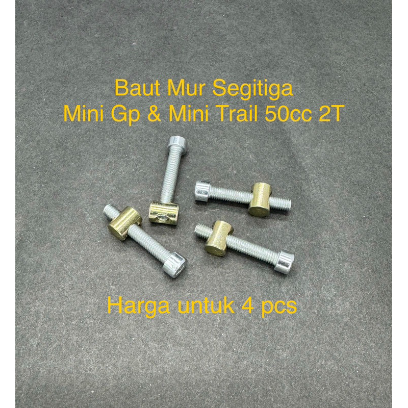 Baut + Mur Segitiga Mini Trail - Mini Gp 50cc 2T Mesin Tarik - 4pcs