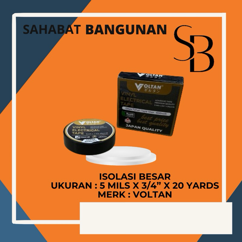 Solasi Kabel Voltan / Isolasi Listrik Tape Isolator Hitam 20 yards isolasi listrik voltan