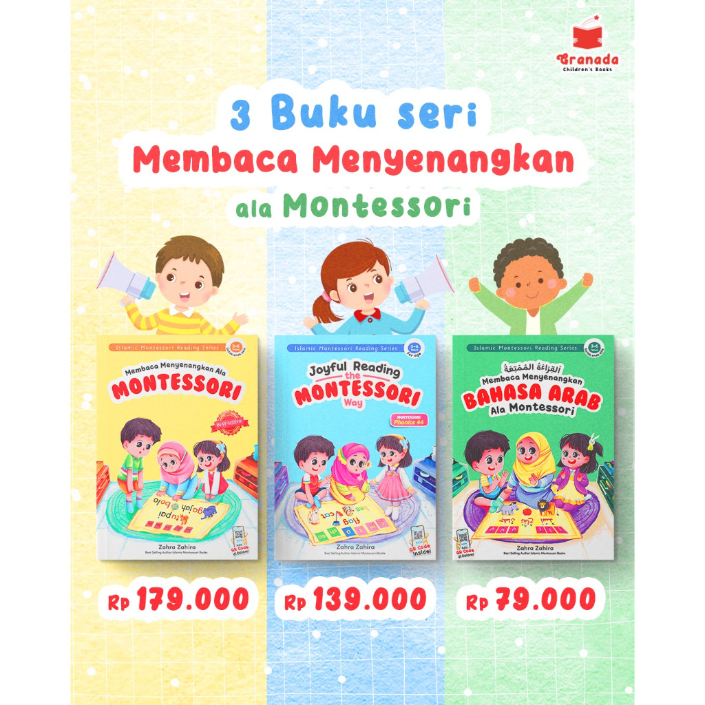 READY Membaca Menyenangkan Ala Montessori Zahra Zahira Granada Books Buku Anak Belajar Baca Suku Kat
