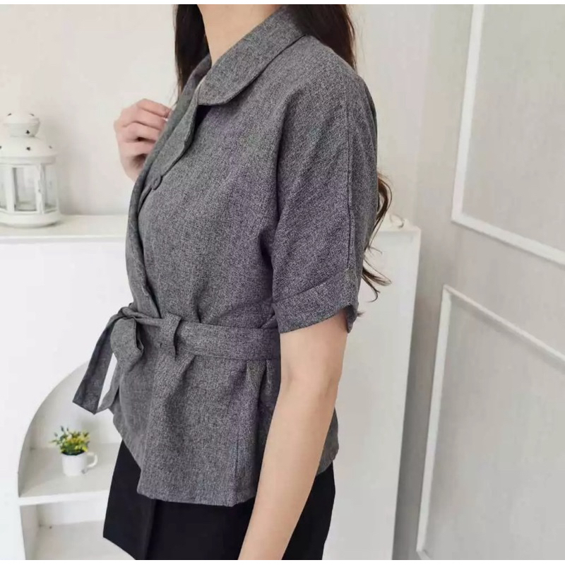 Atasan wanita blouse lengan pendek outer blazer Aruka Top Atasan Wanita Tangan Pendek