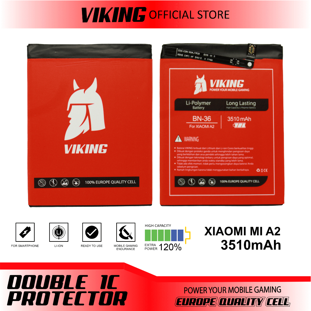 VIKING Baterai Xiaomi Mi A2 - Mi 6X BN36 Double Power