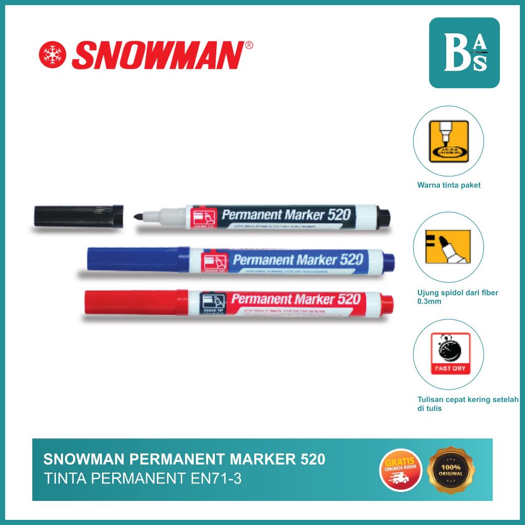 

Snowman Permanent Marker 520 / Spidol Warna Peralatan Menggambar dan Melukis Terlaris by Bali Art Supplies