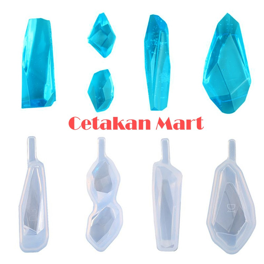 CM Cetakan Handmade Resin Epoxy DIY Jewellery Craft Set Silikon isi 4 Bandul Liontin