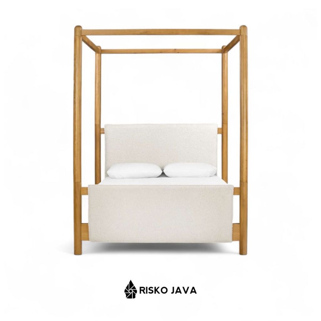 Ranjang Dipan Minimalis Retro / Dipan Kanopi Kayu Jati / Rangka Dipan Sandaean Jok | CORREIA