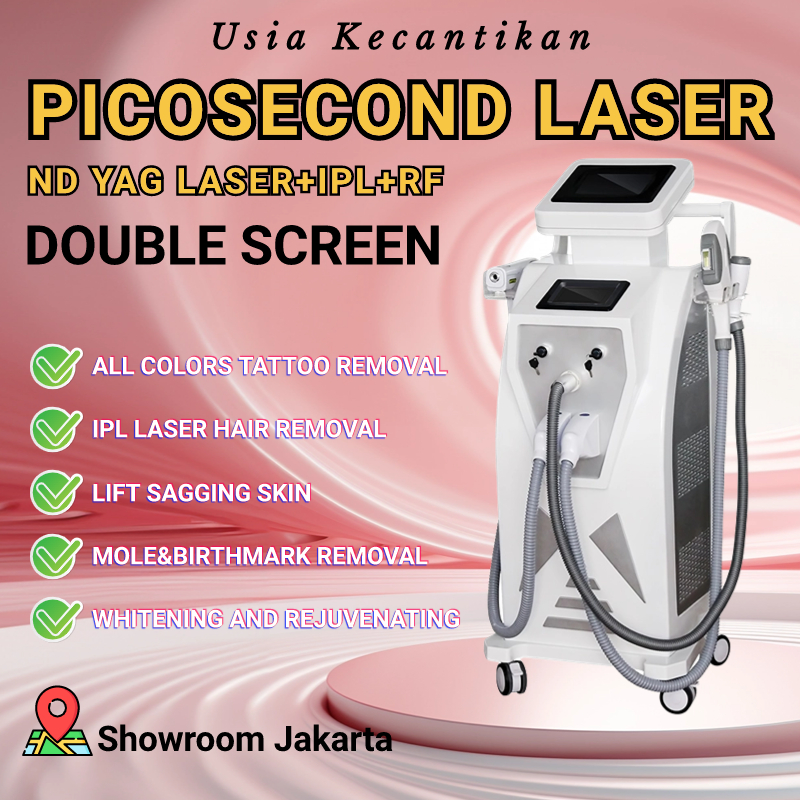「Toko Jakarta」Ipl laser hair removal+Ndyag laser+RF 3 in 1 laser picosecond alat rf wajah blackdoll 