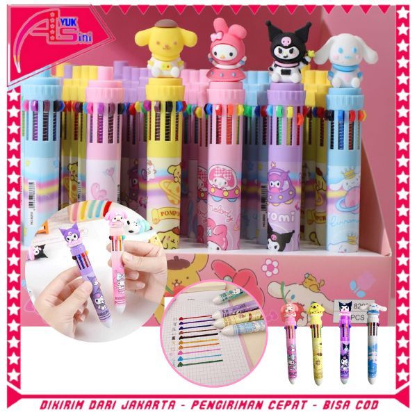 

AS Pena Mekanik Karakter Kartun Pulpen 10 Warna Lucu 3D DOLL Bolpen Gel Tinta Donat Animasi 10 Warna Alat Tulis Sekolah Anak Super Imut