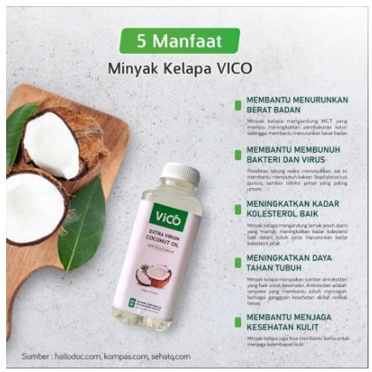 

VICO 250 ML Dan 100 ml Minyak kelapa vco murni - MINYAK KELAPA VCO (VIRGIN COCONUT OIL) 250ML