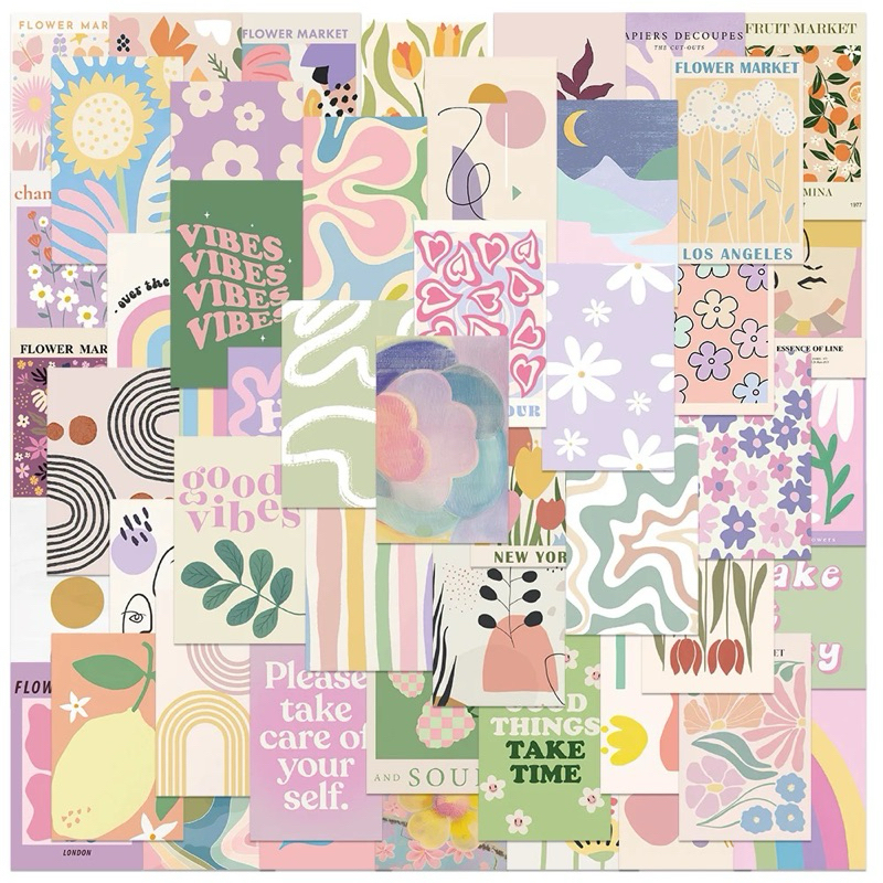 

50pcs Stiker Seni Estetika Pasta Sticker Waterproof