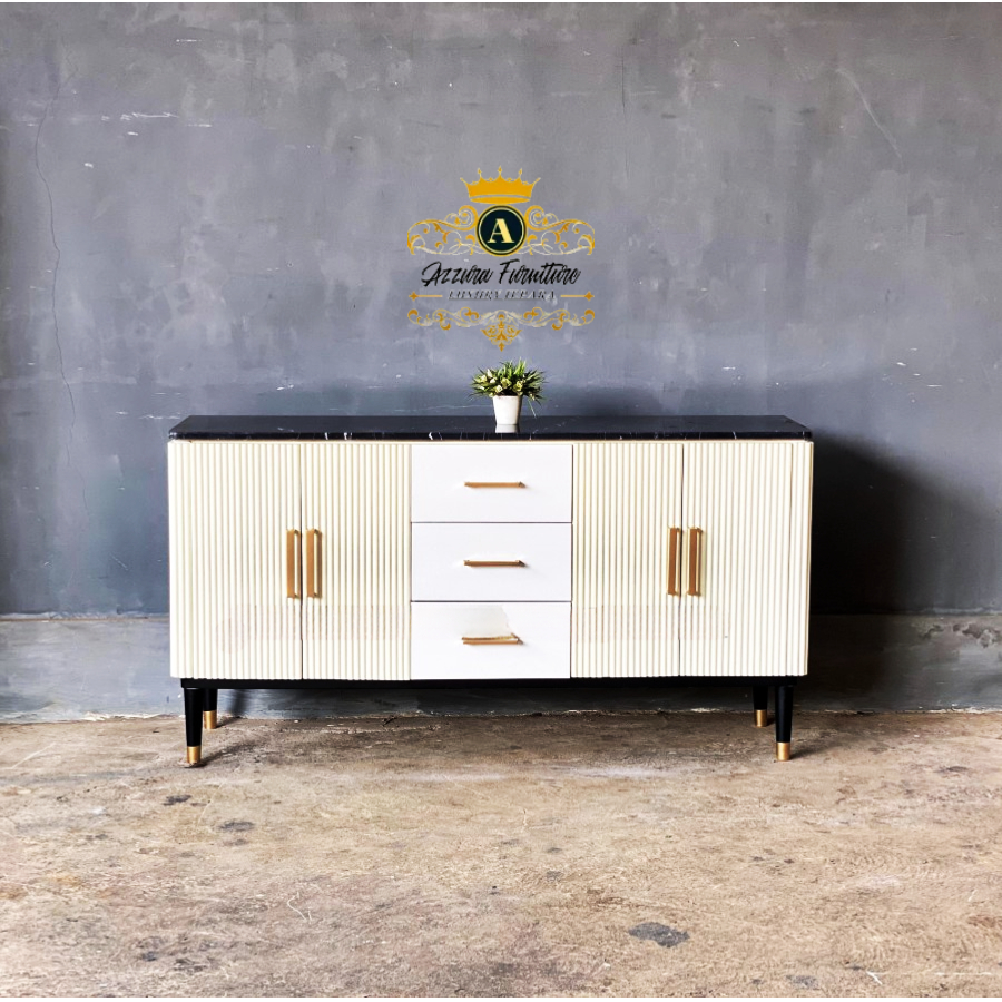 Buffet tv Marmer minimalis modern motif salur Rak Tv Buffet