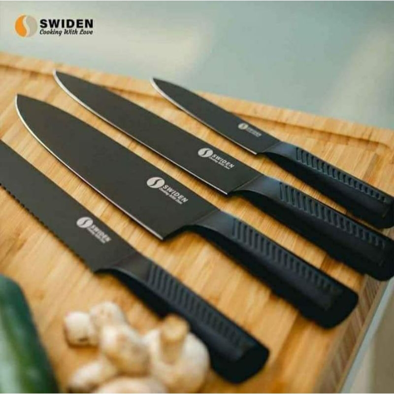 PREMIUM BLACK KNIFE SET SWIDEN PISAU SET SWIDEN PISAU SULTAN PREMIUN LENGKAP TIGARAKSA SMART FAMILY