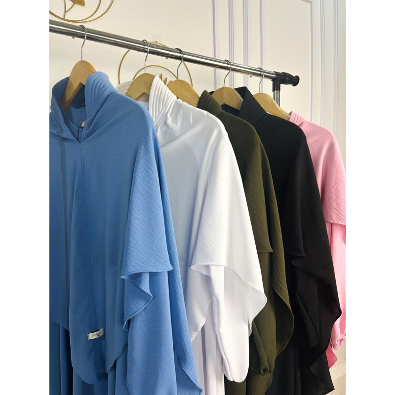 Baju Gamis Dewasa Set Khimar Niswah Set Terbaru Polos Seragaman Putih Hitam Model Terbaru