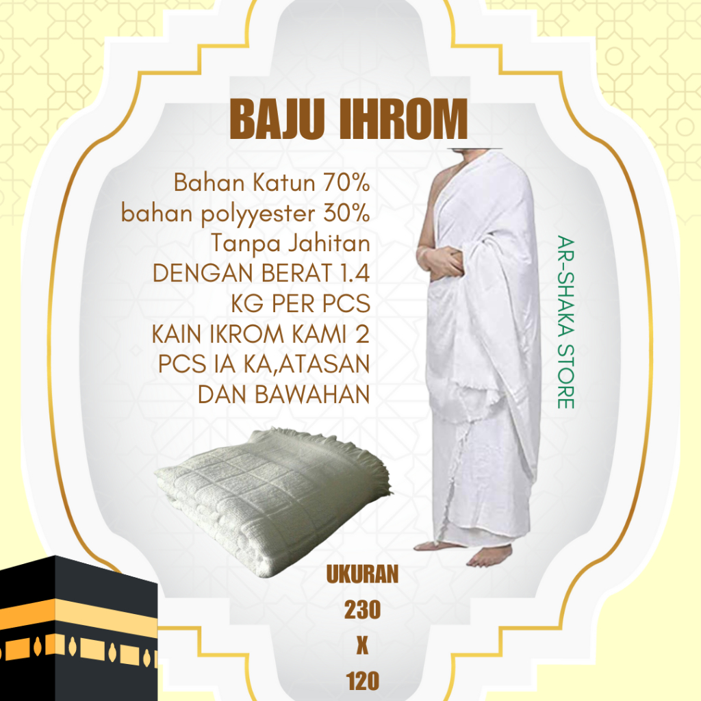 Ihram Pria / Perlengkapan naik haji/ Premium Ihram / Ihrom Dewasa/ Manasik haji Kain Ihram Laki Laki