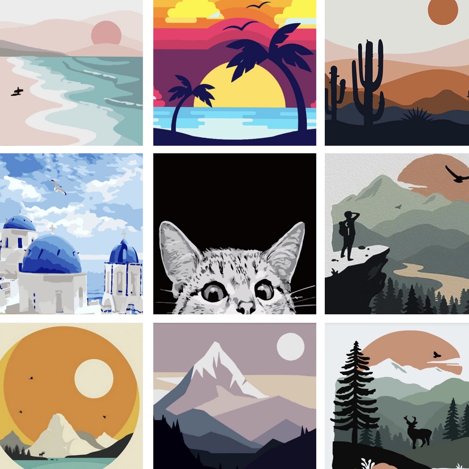 

Buruan Serbu DIY Oil Painting Mini 2x2cm Paint By Number Kit with Frame