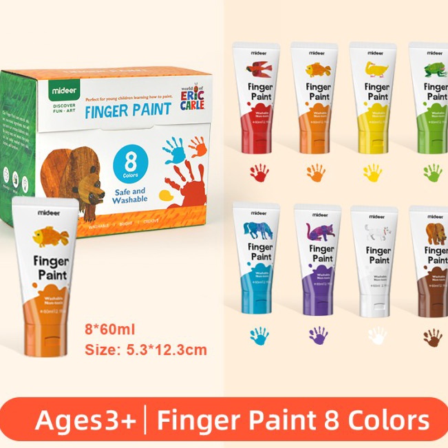

Special Now Mideer Finger Paint Color Non Toxic Washable Cat Anak 8 pcs