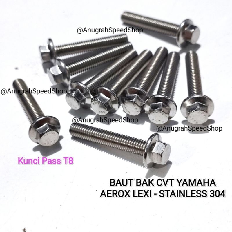 [10PCS] BAUT BLOK CVT YAMAHA LEXI AEROX STAINLESS ORIGINAL 304 ANTI KARAT BAUT BAK TUTUP CVT BAUT CR