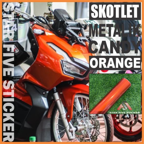 Sticker Stiker Skotlet Motor Metalik Candy Orange