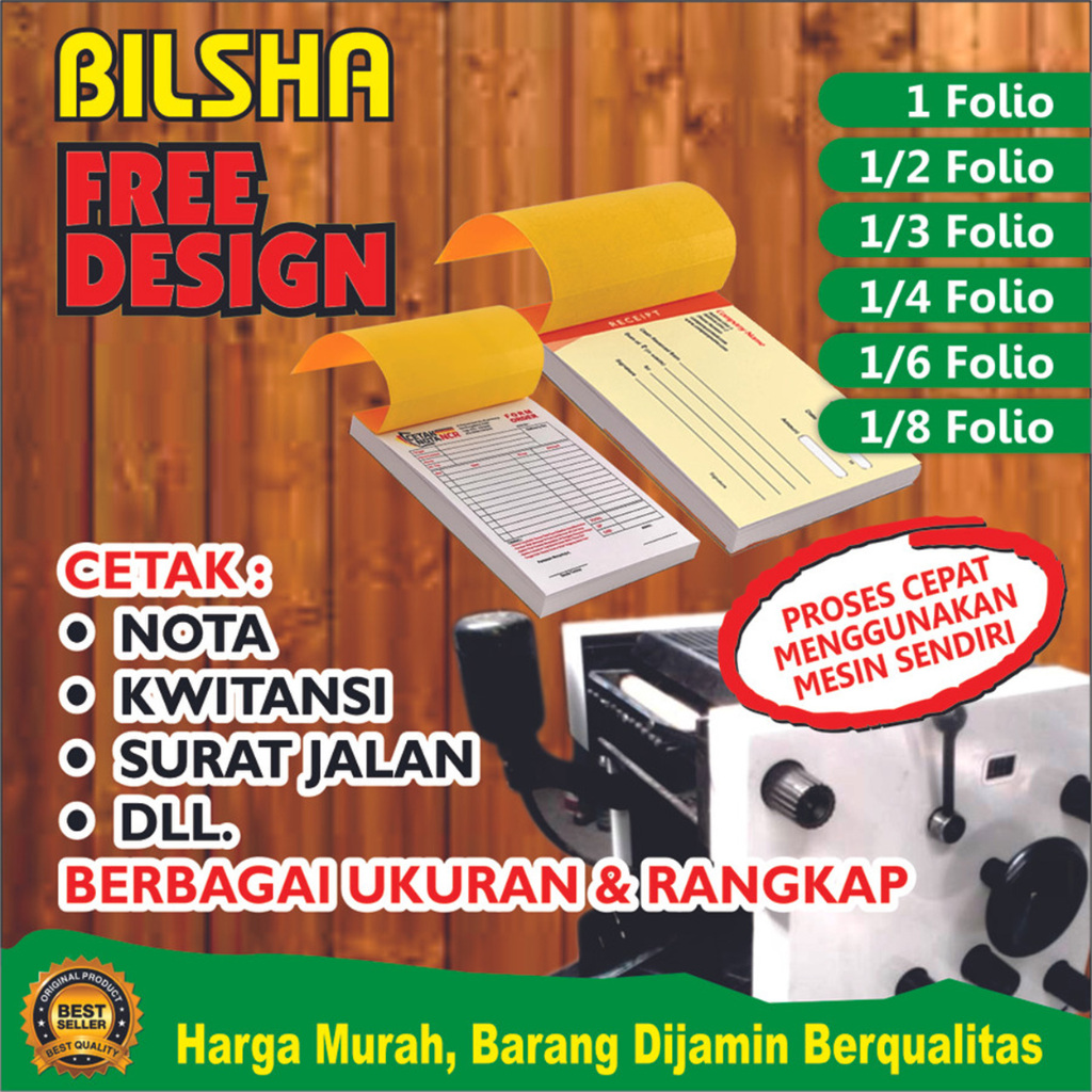 

Cetak Nota/Kwitansi/Surat Jalan/Faktur Custom 2 Rangkap Murah Free Design
