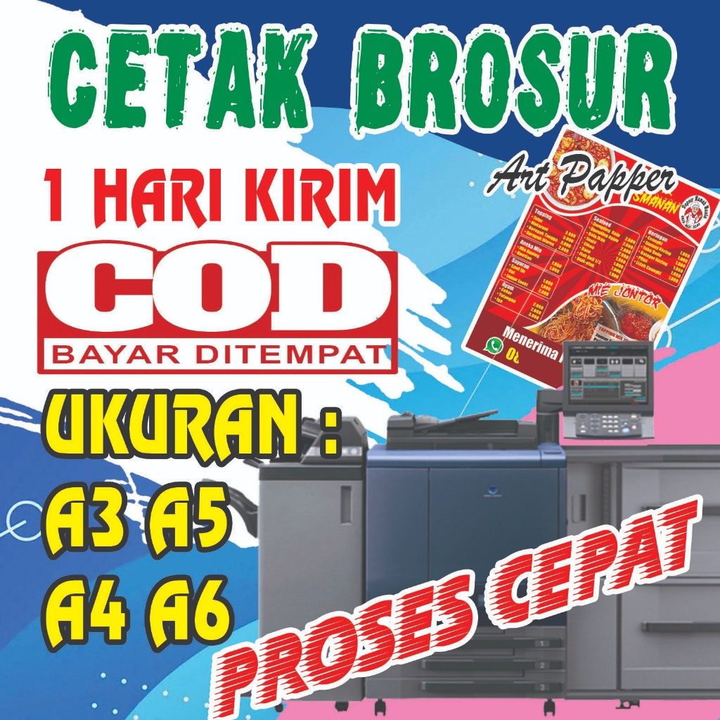 

CETAK BROSUR | STICKER MURAH UKURAN CUSTOM A3 A4 A5 A6 | FREE DESIGN