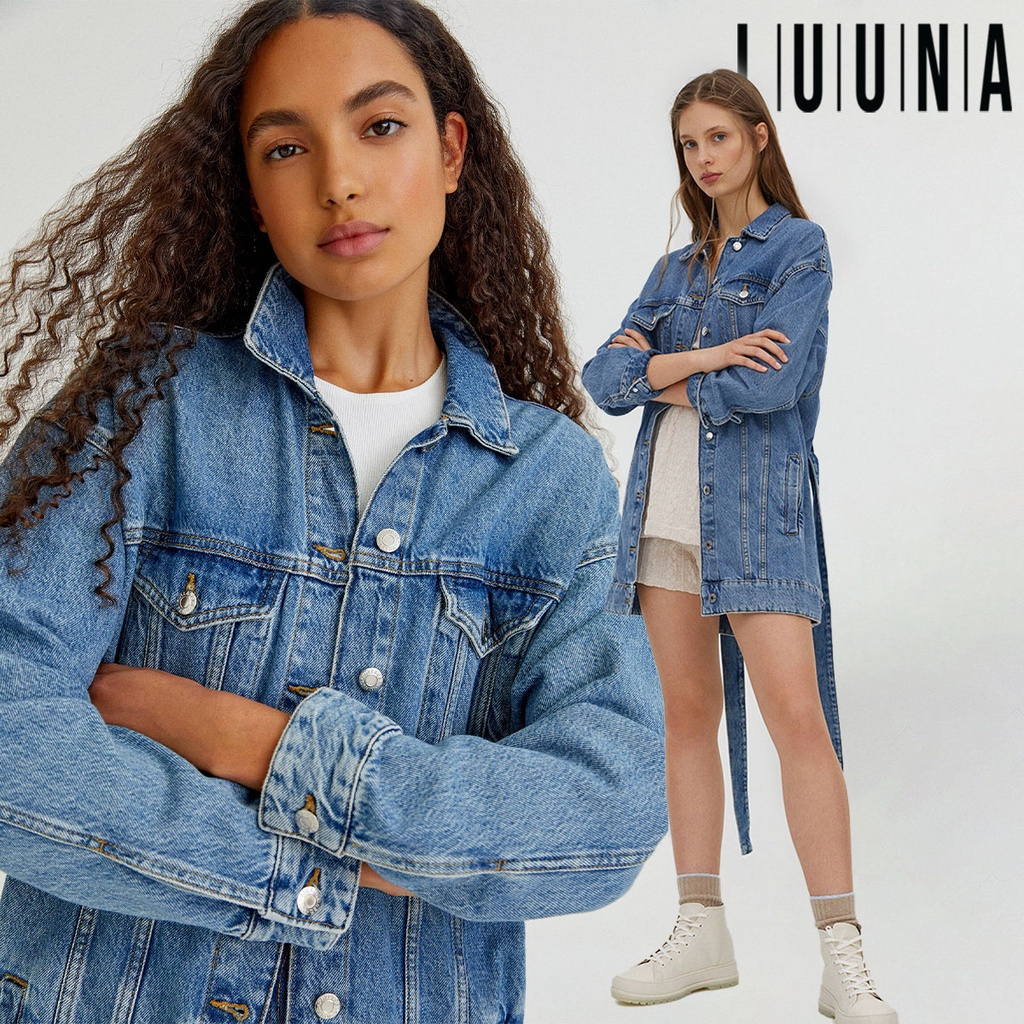 Jaket Jeans Wanita | Pull Bear | Long belted denim jacket