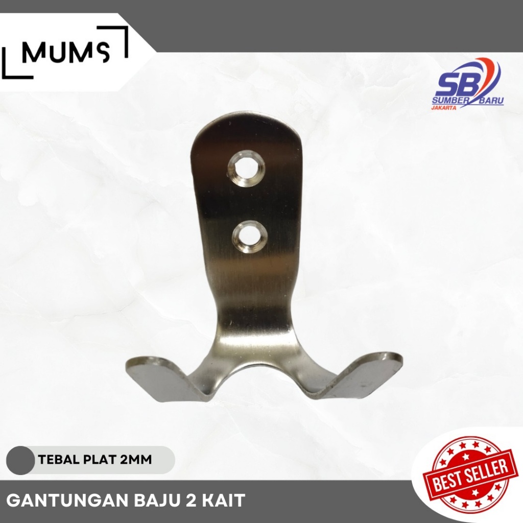 Gantungan Baju Cantolan 2 Kait Stainless Gantungan Baju Handuk Satuan Kapstok Dinding Stainless Gant