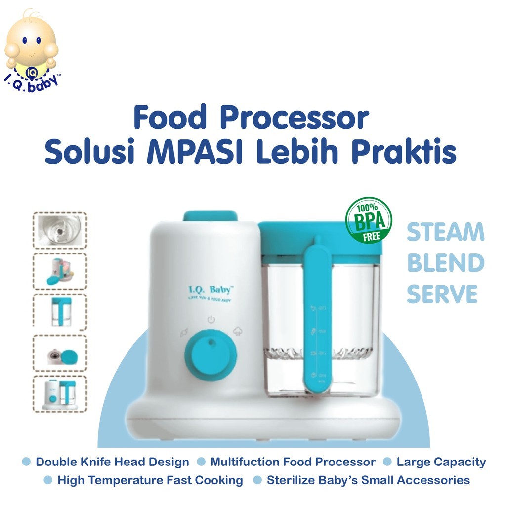 I.Q. BABY Food Processor Pengolah Makanan untuk Bayi, Kukus, Blender, MPASI | Peralatan Mpasi