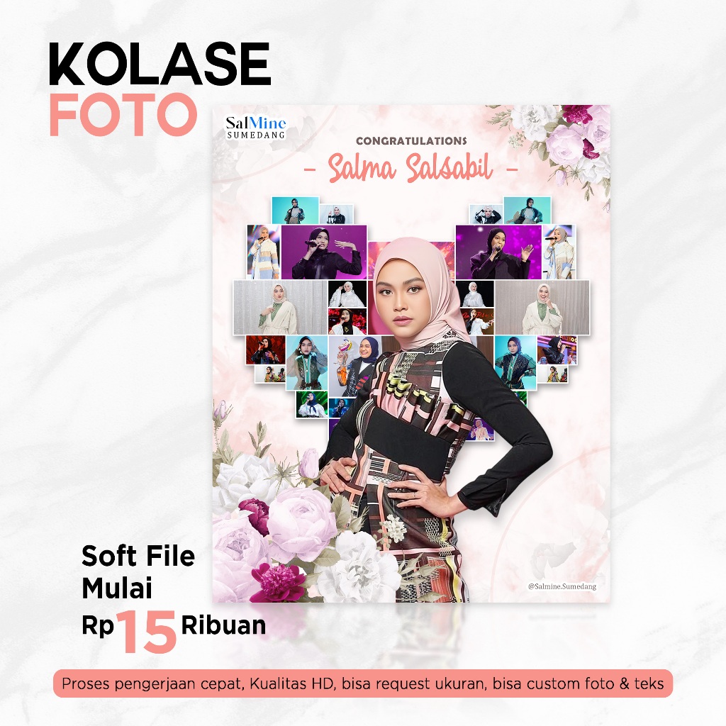 Soft File Custom Kolase Foto Bentuk Hati / Mozaik Foto Kado Pernikahan / Kado Ulang Tahun / Hadiah W