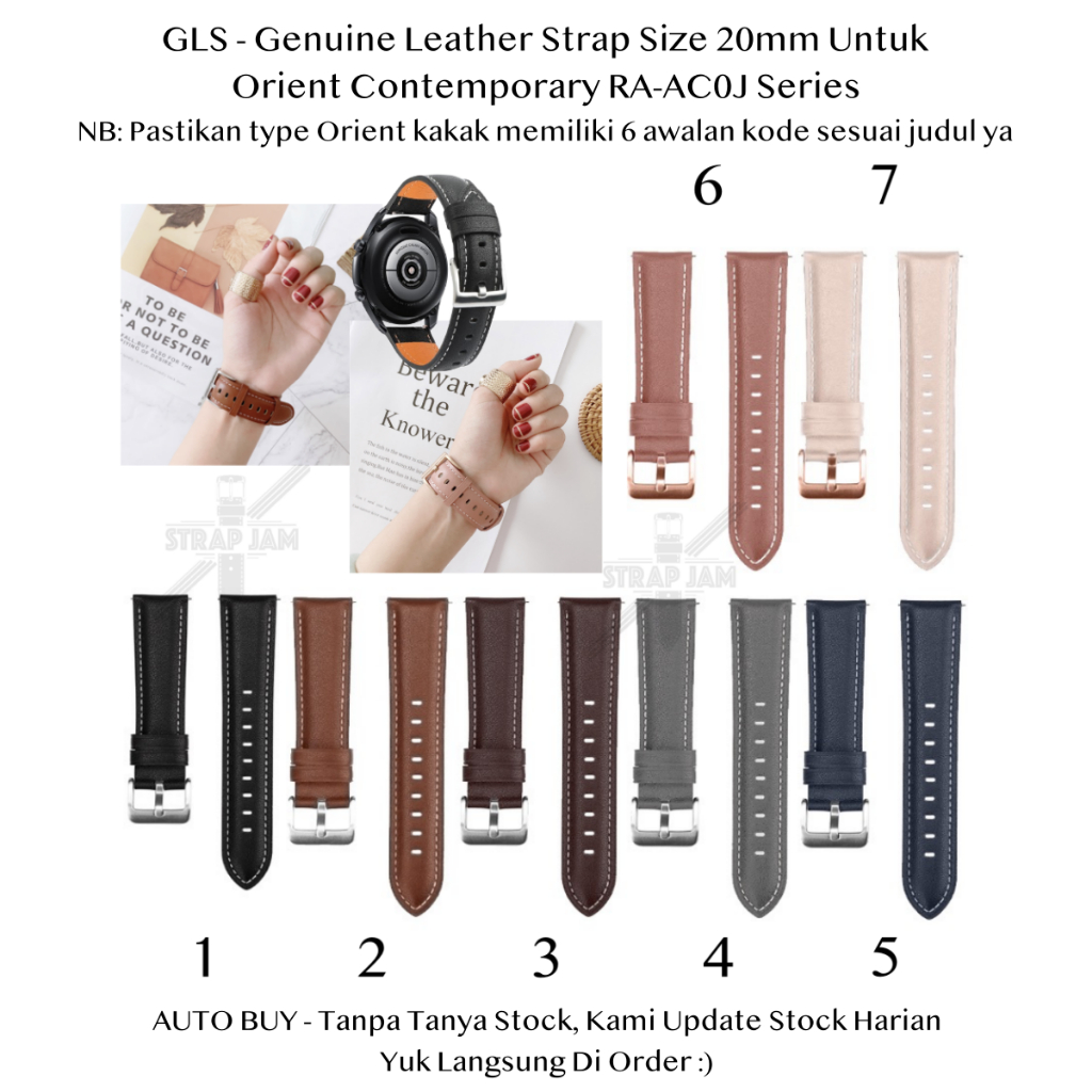 GLS 20mm Tali Jam Kulit Untuk Orient Contemporary RA-AC0J Series - Genuine Leather Strap Pria Wanita