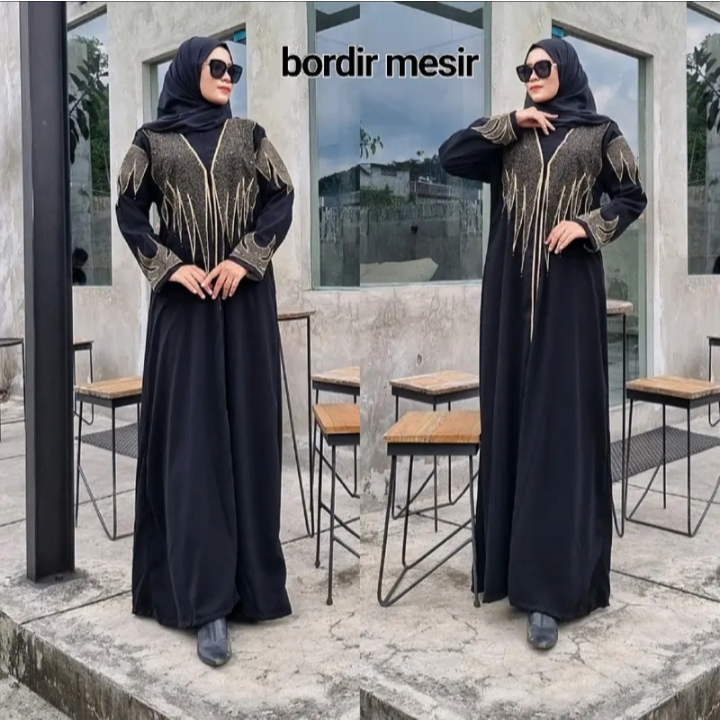 gamis abaya wanita turki best seller mesir premium bahan jetblack
