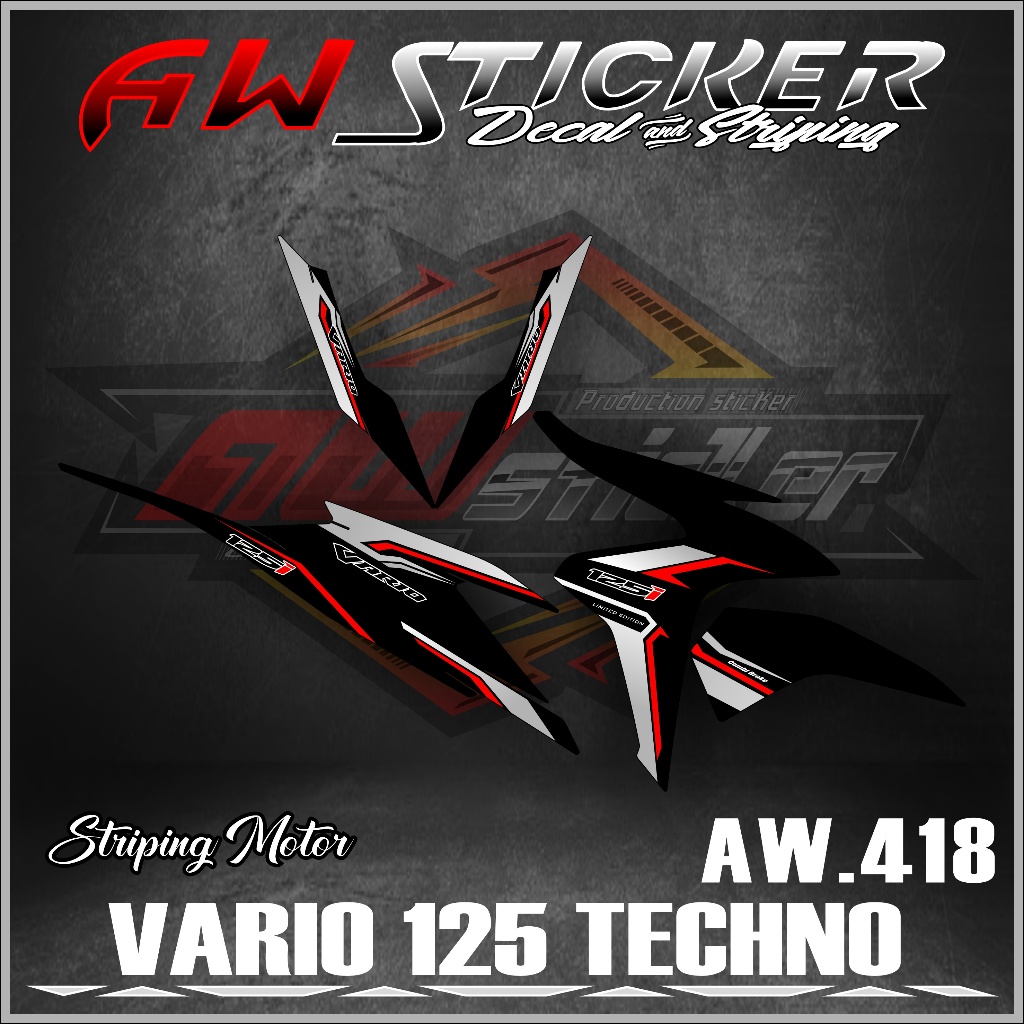 Sticker Striping Vario 125 Techno 2013 - 2015 Sticker Motor Vario 125 Bolam Variasi Semifull Aw 418
