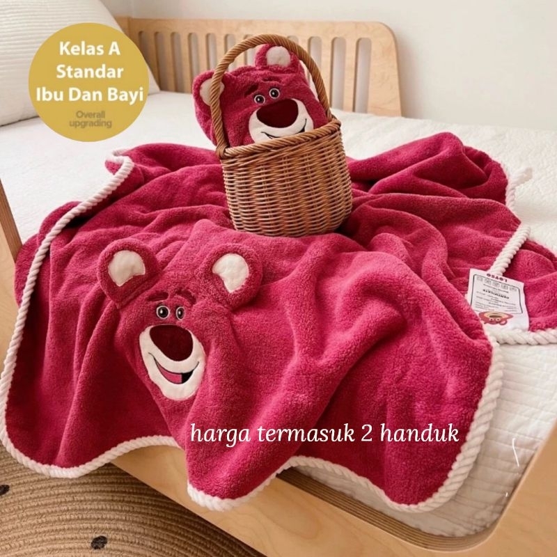 Handuk Mandi Anak Baby Bayi dewasa jumbo Gift Set Souvenir 2 in 1 Hadiah bahan Lembut tebal katun co