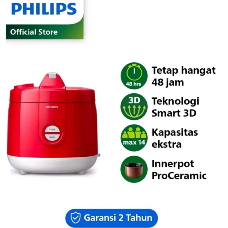 Philips HD 3131 Rice Cooker 2L - Premium Red Magicom Philips HD3131 Alat Masak Nasi Mejicom HD-3131