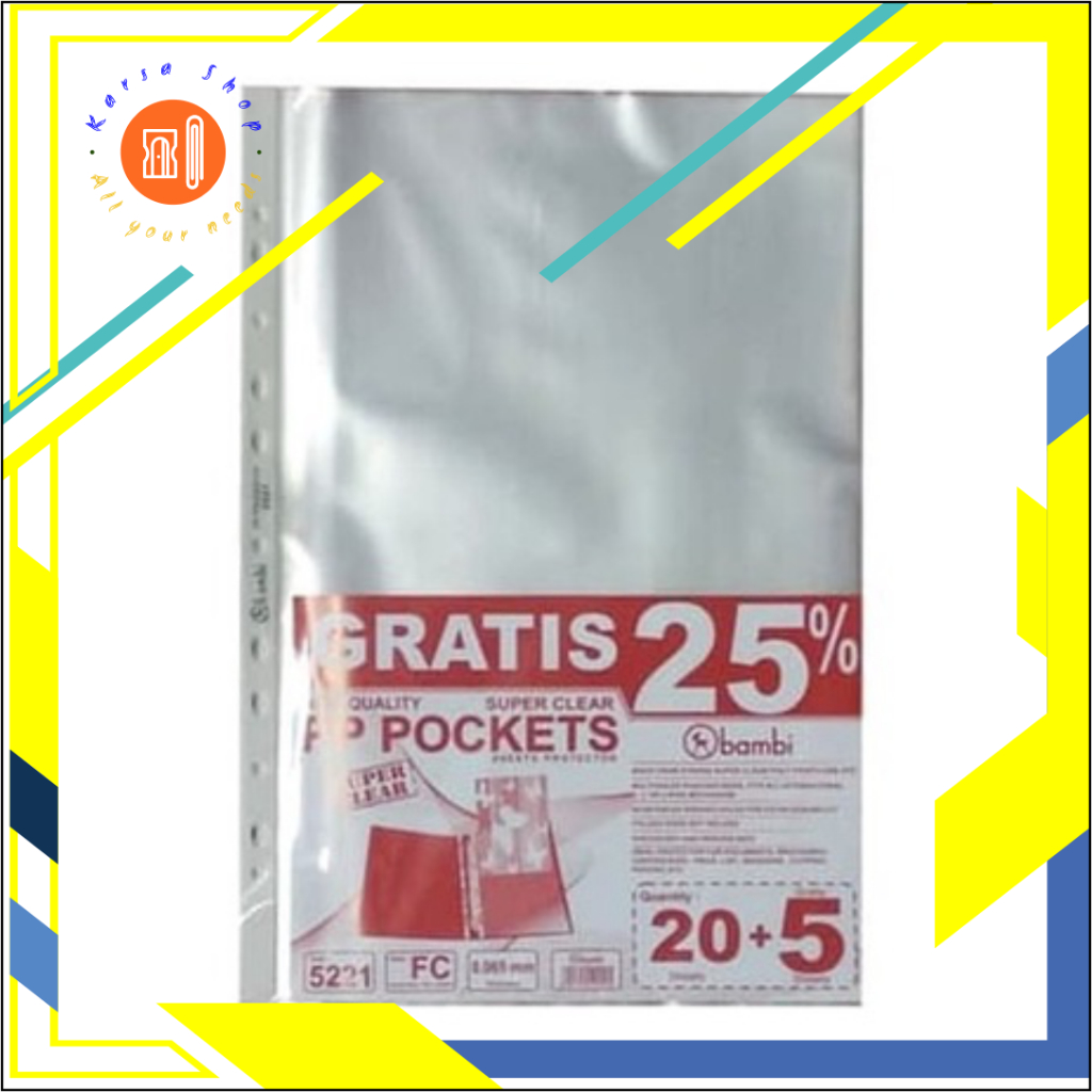 

Bambi Plastik (isi Bantex) F4 / PLASTIK PP POCKET F4 Merk Bambi