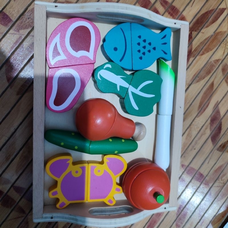 Mainan kayu anak masak masakan preloved