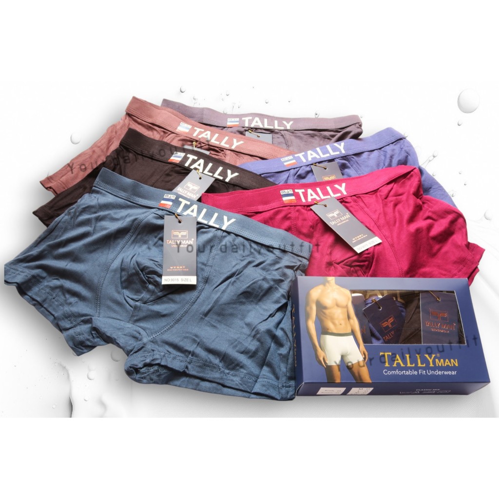 TALLY MAN Celana Dalam Pria Boxer Tally Katun Bambu (Isi 3 Pcs) / Boxer Pria Tally 9015 Anti Slip