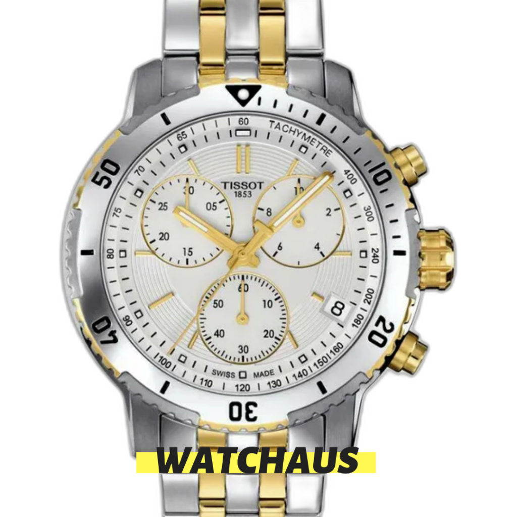 JAM TANGAN PRIA TISSOT T067.417.22.031.00 T0674172203100 PRS 200 ANALOG CHRONOGRAPH SILVER GOLD STAI