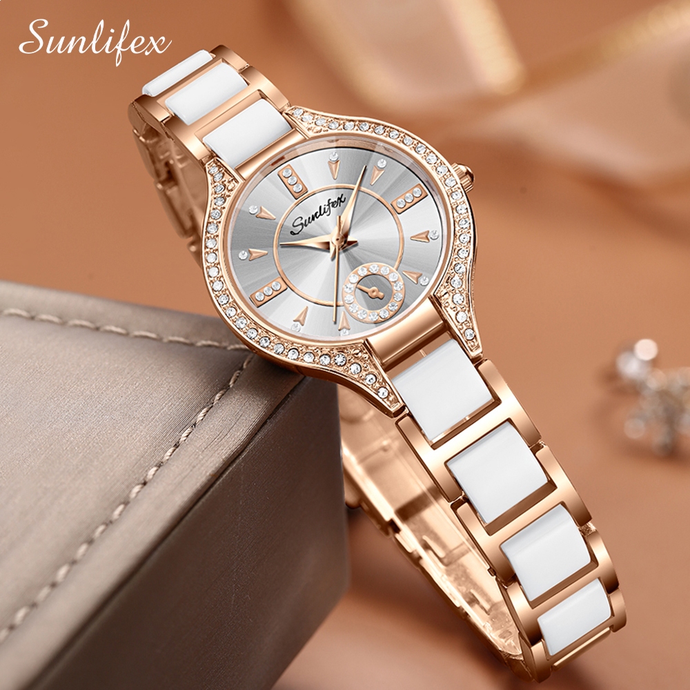 Sunlifex Jam Tangan Wanita Besi Rantai Analog Terbaru 8010 Mode Jam Tangan Cewek-1