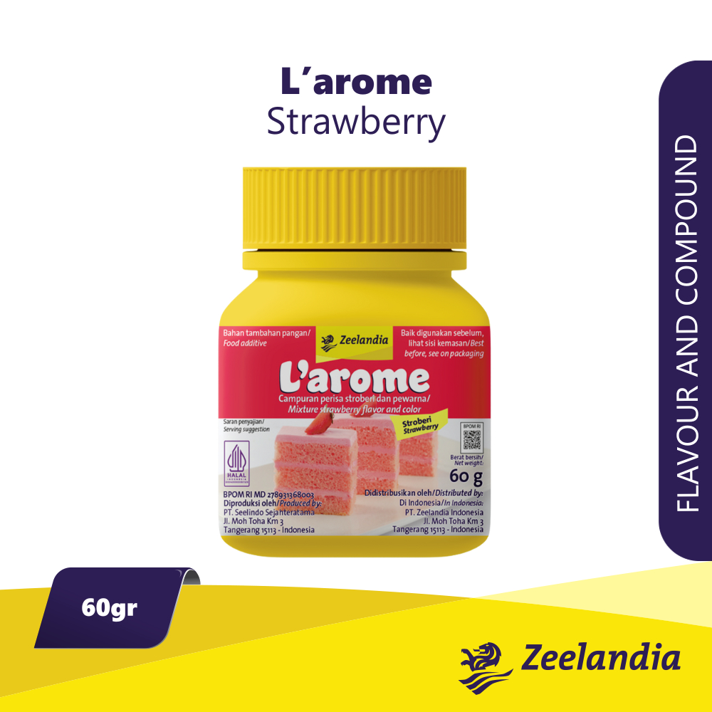 

ZEELANDIA - L'AROME STRAWBERRY 60GR - PERISA, PEWARNA, DAN AROMA STRAWBERRY