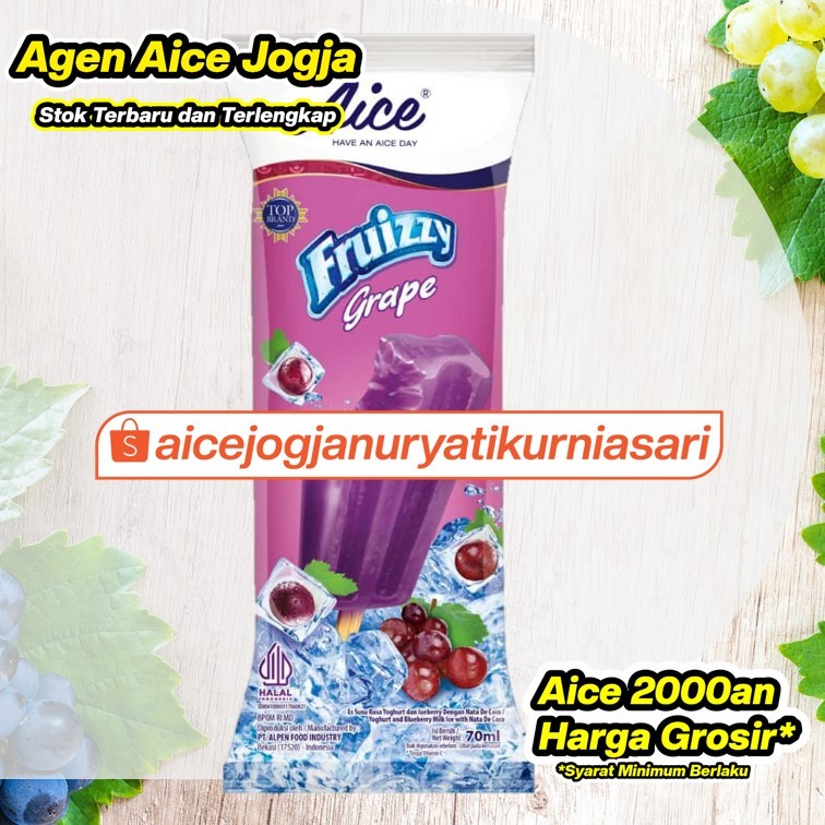 Es Krim Aice Fruizzy Grape/Ice Cream Aice Anggur 1 dus isi 50