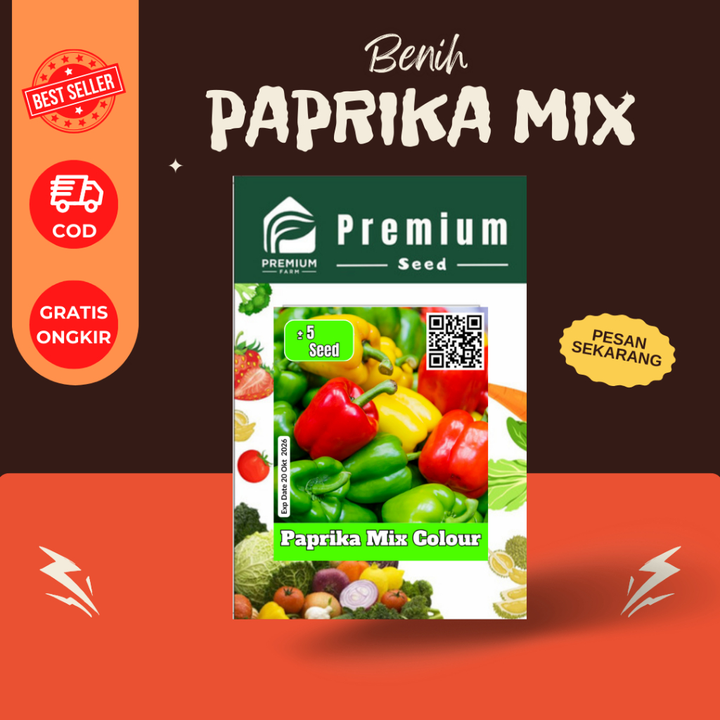 Benih PAPRIKA MIX COLOUR Warna Buah Campur  Dan Lebih Besar Cocok Dataran Rendah