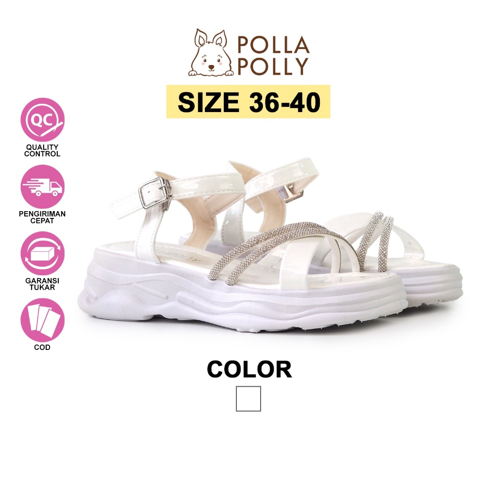 Polla Polly X YUQI - Sandal Wanita OOTD - Sandal Wanita Kekinian Model Korea Minimalis (36-40)