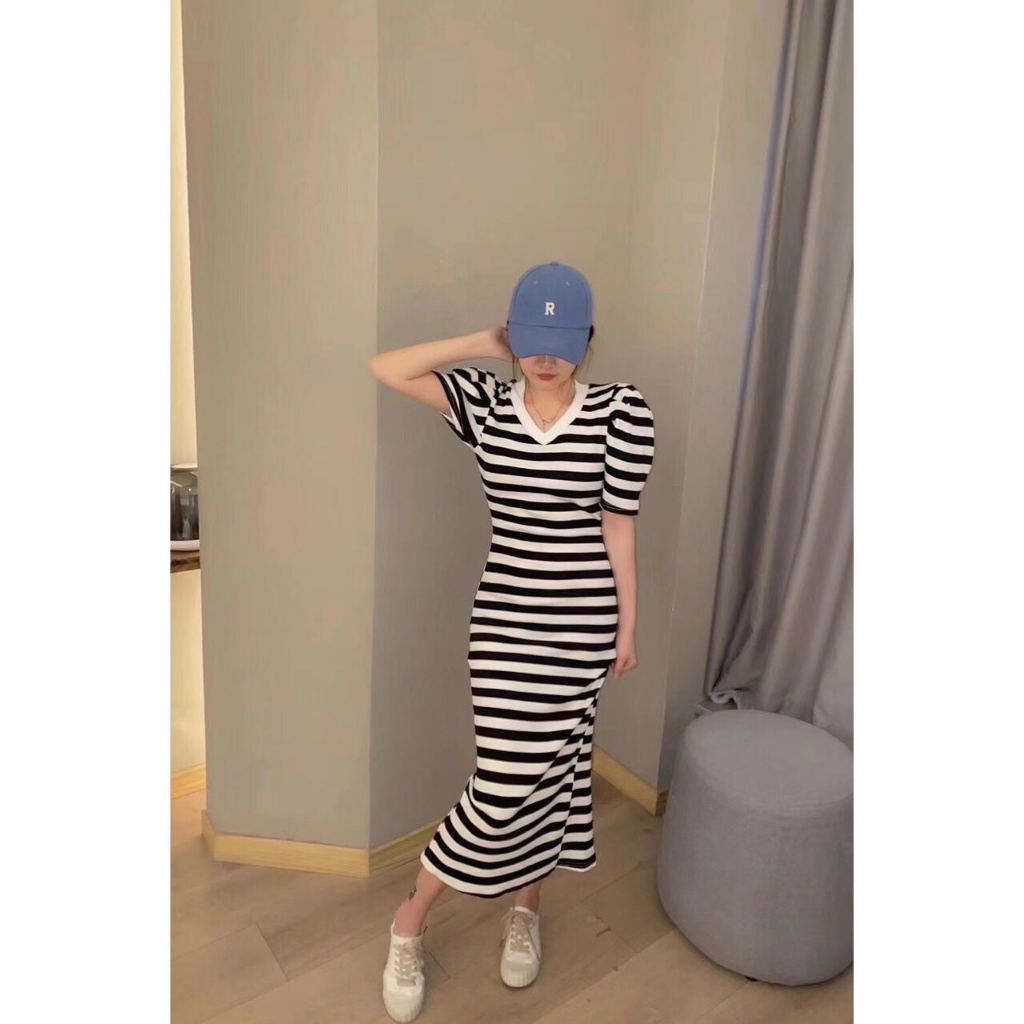 Puff Sleeve Bodycon Knit Dress D1162